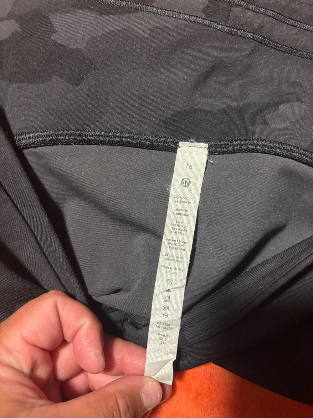 Size 16 lululemon Black Camo Active Capri Leggings